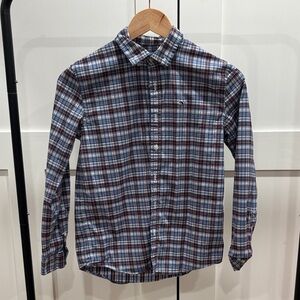 Vineyard Vines Boy’s Plaid Button-Down Performance Shirt - Navy & Brown